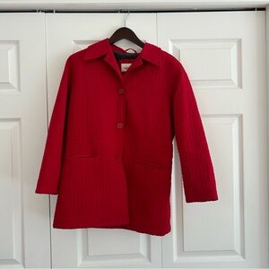 Vintage Cherokee Quilted Chore Coat Women's M Red Lightweight Button Down Jacket